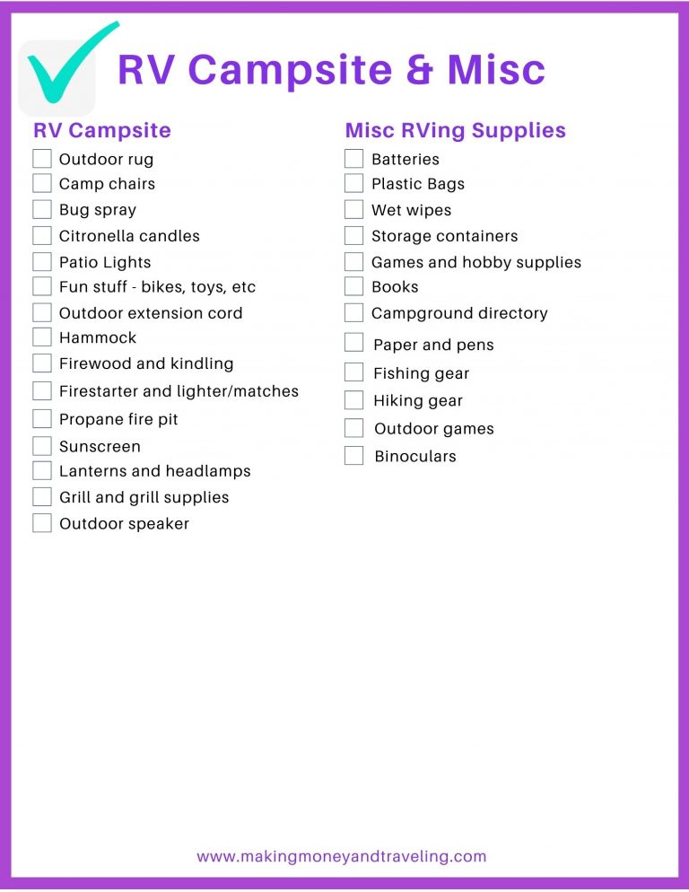 rv checklist for new purchase